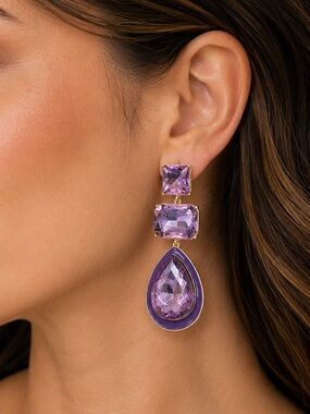 Laundry by Shelli Segal Purple Statement Drop Earrings (LR111/4)